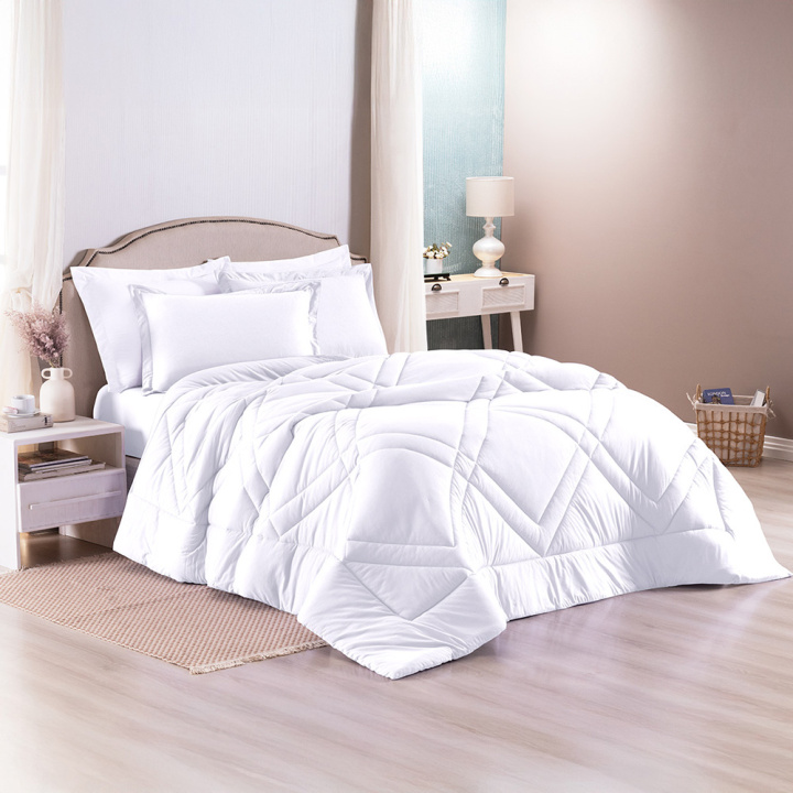 Edredom 1 Peça KING Malha Fio Penteado 30/1 100% Algodão Top Line Basic Branco