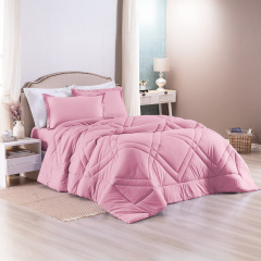 Edredom 1 Peça QUEEN Malha Fio Penteado 30/1 100% Algodão Top Line Basic Rosa