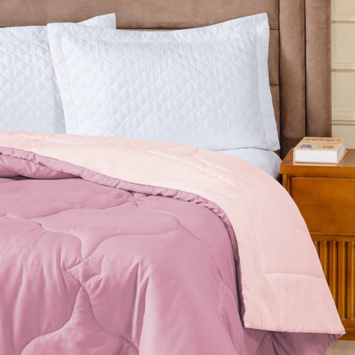 Edredom KING Dupla Face 200 Fios Hipercal Dual Rose Retro/Rosa