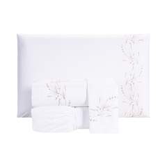 Jogo de Cama Bordado King 200 Fios Hipercal 4 Peças Sintonia Branco