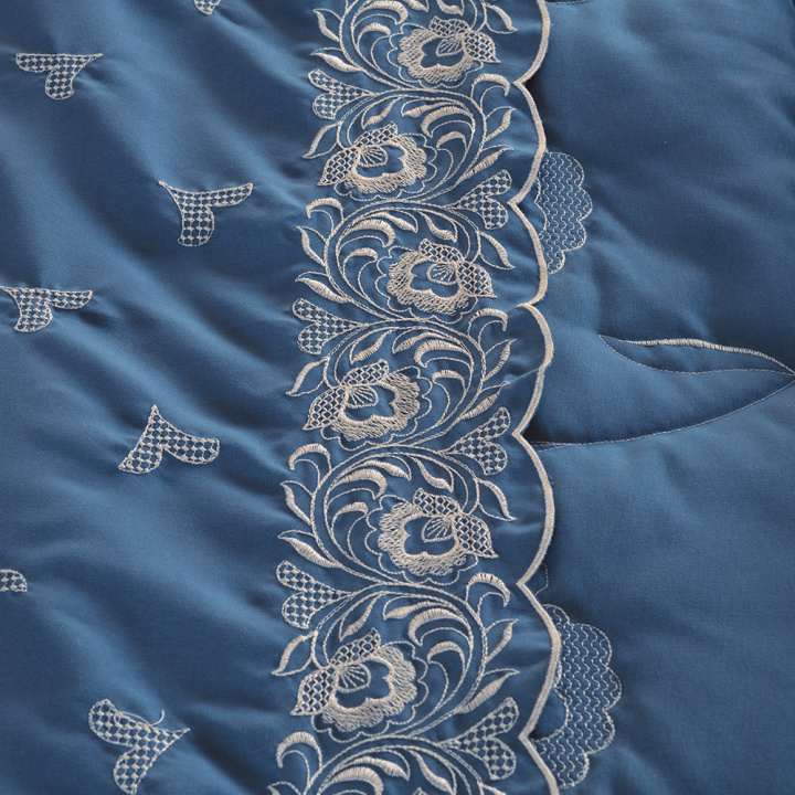 Jogo de Cama Bordado KING 400 Fios Hipercal 4 Peças Elegance Topázio