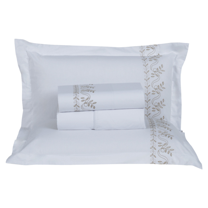 Jogo de Cama Bordado Queen 230 Fios Percal 4 Peças 100% Algodão Garden Branco