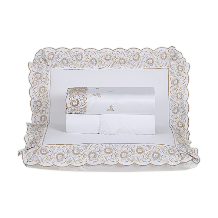 Jogo de Cama Bordado Queen 400 Fios Hipercal 4 Peças Elegance Branco