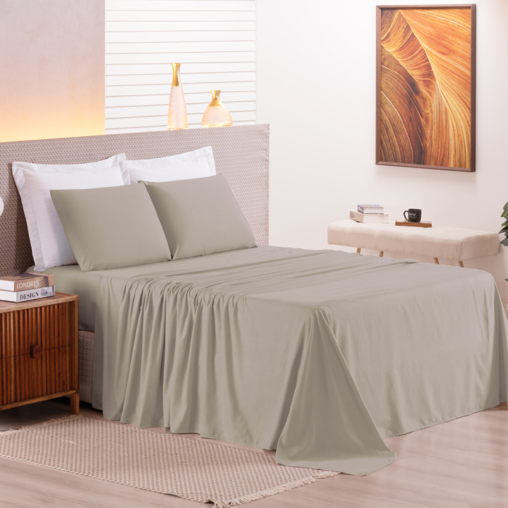 Jogo de Cama Casal 200 Fios Hipercal 3 Peças Criarte Avelã