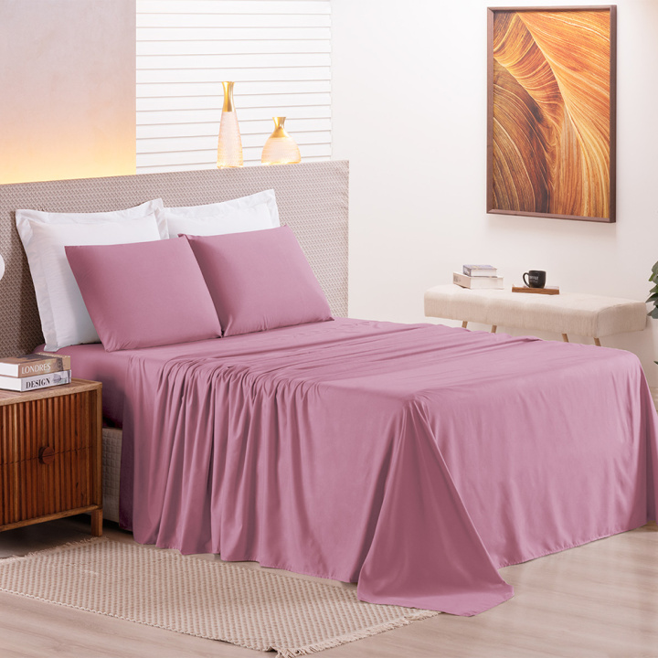 Jogo de Cama Casal 200 Fios Hipercal 3 Peças Criarte Rosê Retrô
