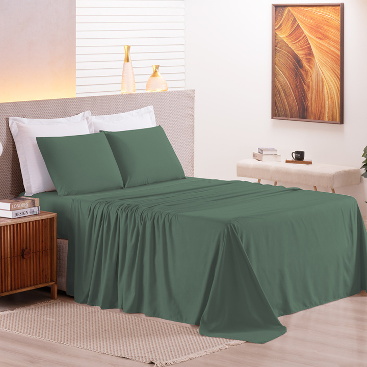 Jogo de Cama Casal 200 Fios Hipercal 3 Peças Criarte Verde