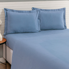 Jogo de Cama CASAL (Lençol 3 peças) Percal 230 Fios 100% Algodão Casual Topázio
