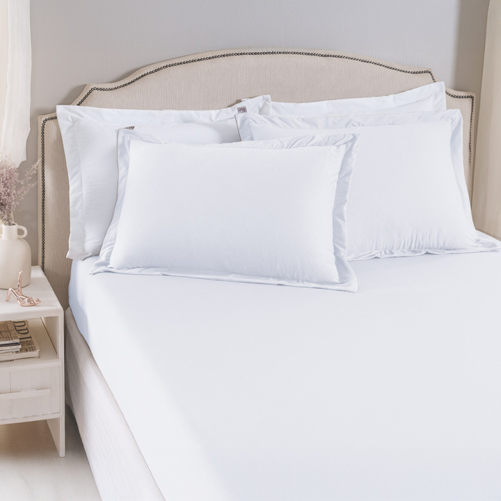 Jogo de Cama KING (Lençol 3 Peças) Malha Fio Penteado 30/1 100% Algodão Top Line Basic Branco