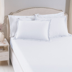Jogo de Cama KING (Lençol 3 Peças) Malha Fio Penteado 30/1 100% Algodão Top Line Basic Branco