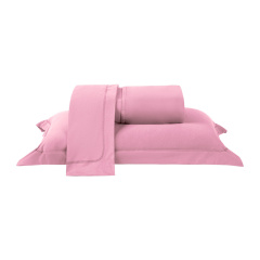 Jogo de Cama KING (Lençol 3 Peças) Malha Fio Penteado 30/1 100% Algodão Top Line Basic Rosa