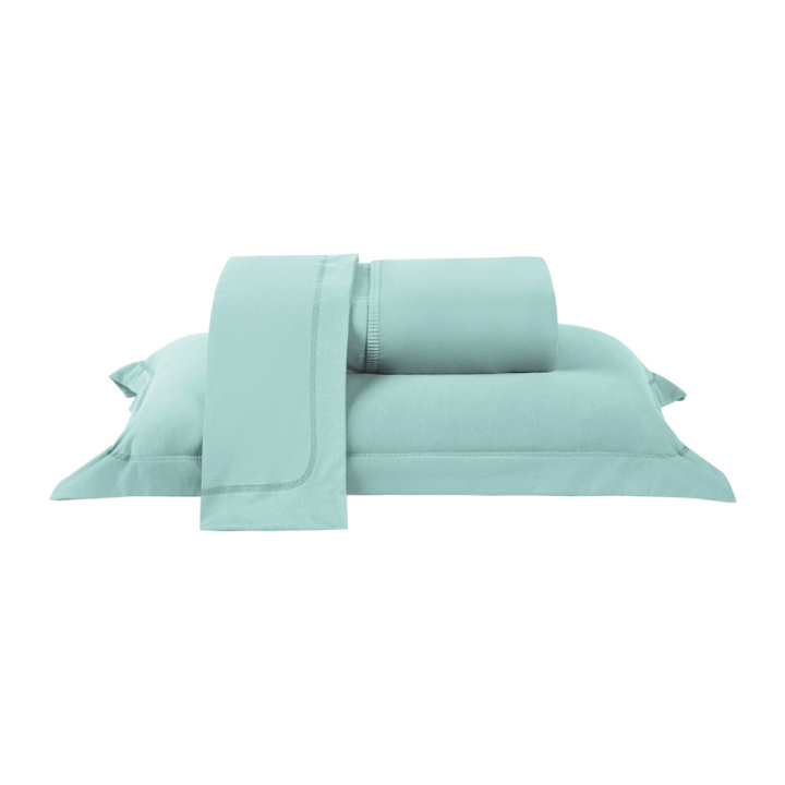 Jogo de Cama KING (Lençol 3 Peças) Malha Fio Penteado 30/1 100% Algodão Top Line Basic Verde Erva Doce
