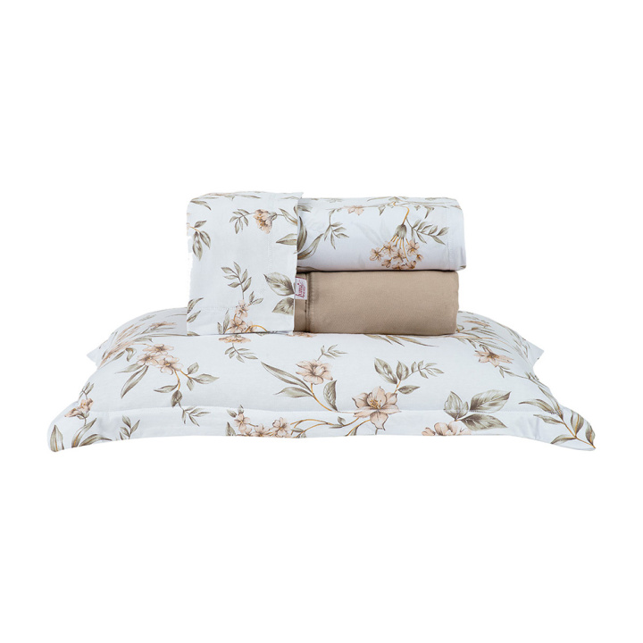 Jogo de Cama KING (Lençol 4 Peças) Malha Fio Penteado 30/1 100% Algodão Top Line Nature