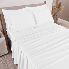 Jogo de Cama KING (Lençol 4 peças) Percal 230 Fios 100% Algodão Casual Branco