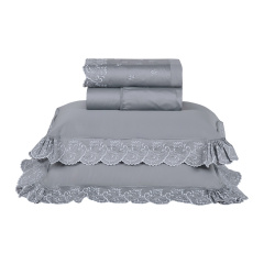 Jogo de Cama KING (Lençol 4 peças) Percal 400 Fios Algodão  Andorra  Cinza