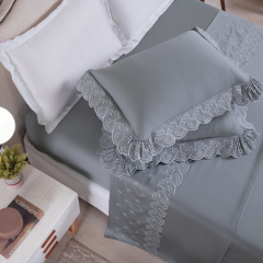 Jogo de Cama KING (Lençol 4 peças) Percal 400 Fios Algodão  Andorra  Cinza