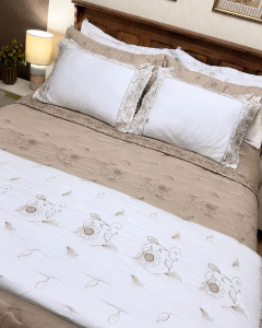 Jogo de Cama KING (Lençol 4 peças) Percal 400 Fios Algodão Requinte Bege/Caqui
