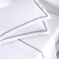 Jogo de Cama KING (Lençol 4 peças) Percal 400 Fios Cordelli Branco/Chumbo