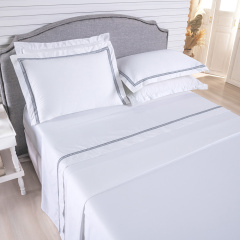 Jogo de Cama KING (Lençol 4 peças) Percal 400 Fios Cordelli Branco/Chumbo