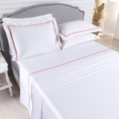 Jogo de Cama KING (Lençol 4 peças) Percal 400 Fios Cordelli Branco/Rosê