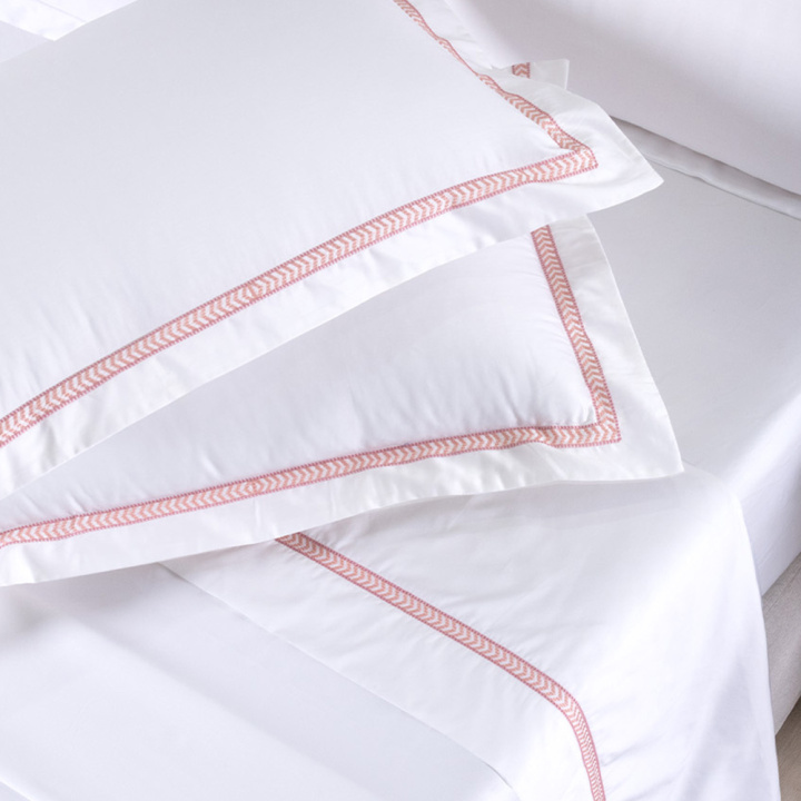 Jogo de Cama KING (Lençol 4 peças) Percal 400 Fios Cordelli Branco/Rosê