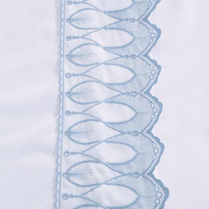 Jogo de Cama KING (Lençol 4 peças) Percal 400 Fios Royale Branco/Azul