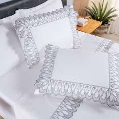 Jogo de Cama KING (Lençol 4 peças) Percal 400 Fios Royale Branco/Chumbo