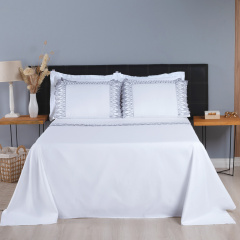Jogo de Cama KING (Lençol 4 peças) Percal 400 Fios Royale Branco/Chumbo