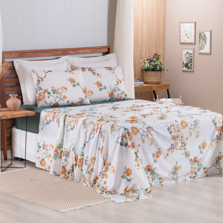 Jogo de Cama Queen 200 Fios Hipercal 4 Peças Gold Betty