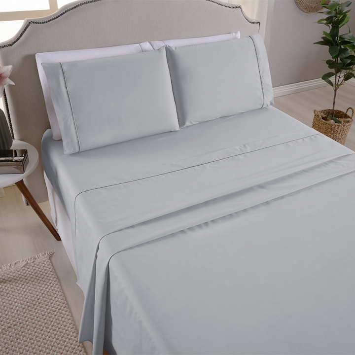 Jogo de Cama Queen 200 Fios Toque de Algodão 3 Peças Premier Cinza