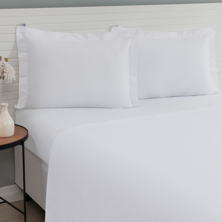 Jogo de Cama QUEEN (Lençol 3 peças) Percal 230 Fios 100% Algodão Casual Branco