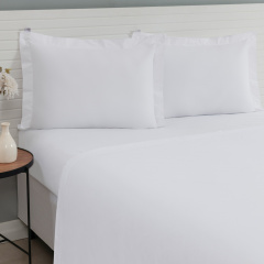 Jogo de Cama QUEEN (Lençol 3 peças) Percal 230 Fios 100% Algodão Casual Branco