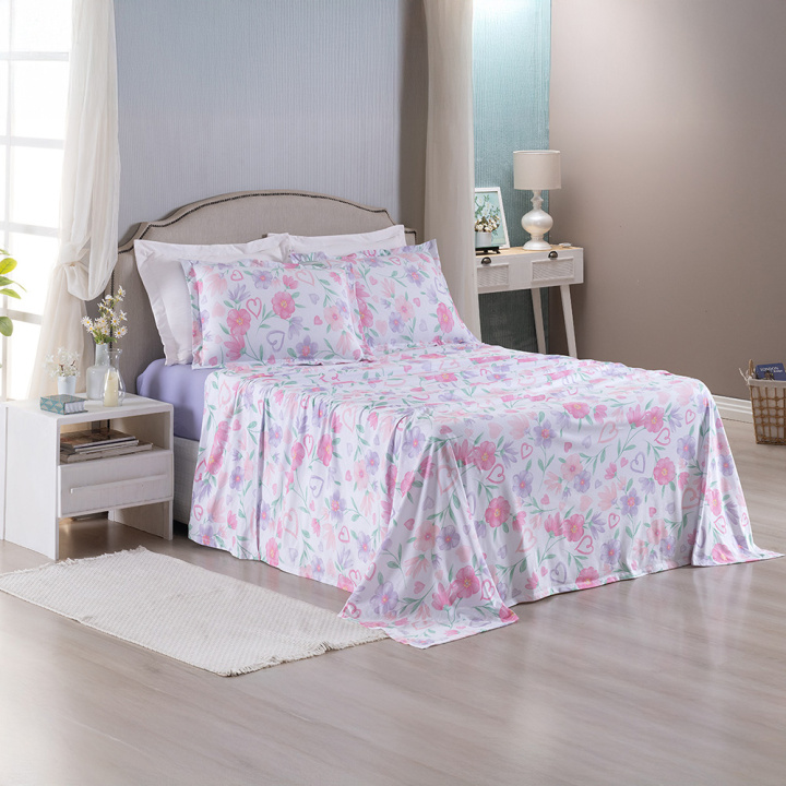 Jogo de Cama QUEEN (Lençol 4 Peças) Malha Fio Penteado 30/1 100% Algodão Top Line Sofi