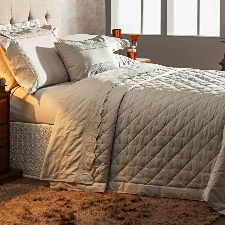 Jogo de cama queen bege Clearance