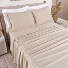 Jogo de Cama QUEEN (Lençol 4 peças) Percal 230 Fios 100% Algodão Casual Bege