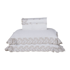 Jogo de Cama QUEEN (Lençol 4 peças) Percal 400 Fios Algodão Andorra Branco/Caqui