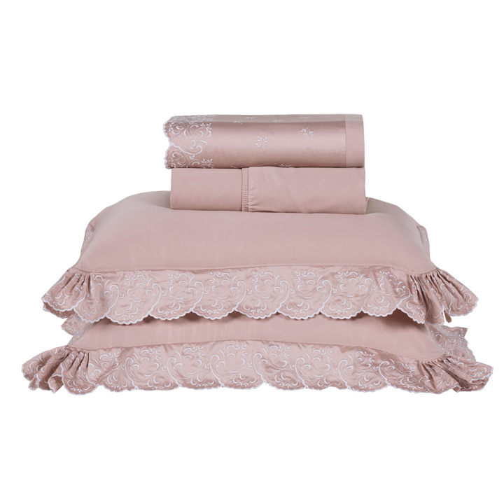 Jogo de Cama QUEEN (Lençol 4 peças) Percal 400 Fios Algodão Andorra Rosê