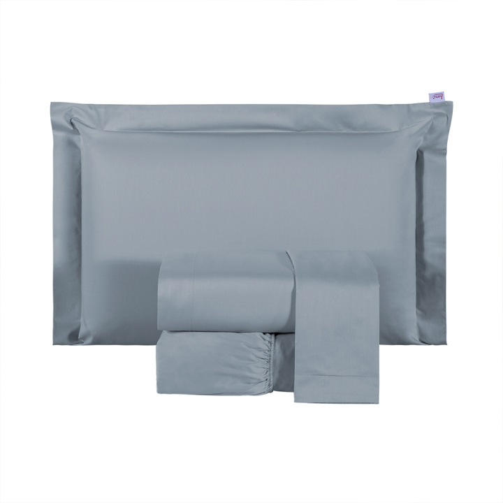 Jogo de Cama Queen (Lençol 4 peças) Percal 400 Fios Algodão Class Cinza