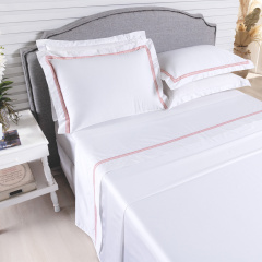 Jogo de Cama QUEEN (Lençol 4 peças) Percal 400 Fios Cordelli Branco/Rosê