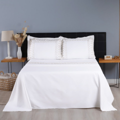 Jogo de Cama QUEEN (Lençol 4 peças) Percal 400 Fios Royale Branco/Bege