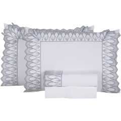Jogo de Cama QUEEN (Lençol 4 peças) Percal 400 Fios Royale Branco/Chumbo
