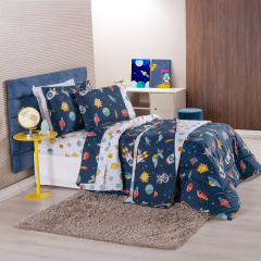 Jogo de Cama Solteiro 200 Fios Hipercal 2 Peças Astro Azul Marinho