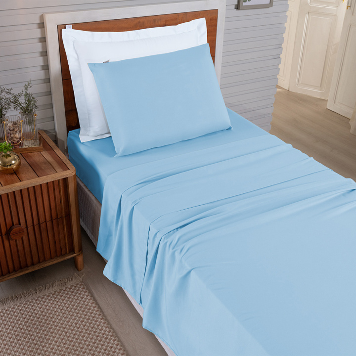 Jogo de Cama Solteiro 200 Fios Hipercal 2 Peças Criarte Azul Claro