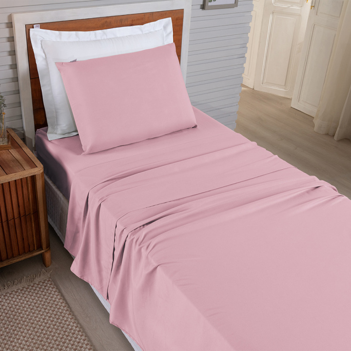 Jogo de Cama Solteiro 200 Fios Hipercal 2 Peças Criarte Rosa
