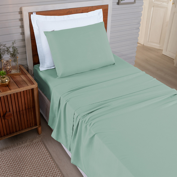 Jogo de Cama Solteiro 200 Fios Hipercal 2 Peças Criarte Verde Claro
