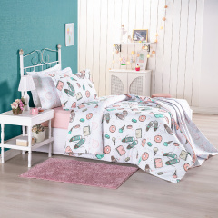 Jogo de Cama Solteiro 200 Fios Hipercal 2 Peças Donuts Branco