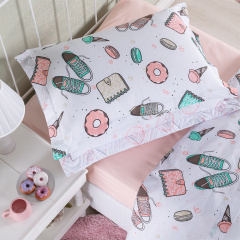 Jogo de Cama Solteiro 200 Fios Hipercal 3 Peças Donuts Branco