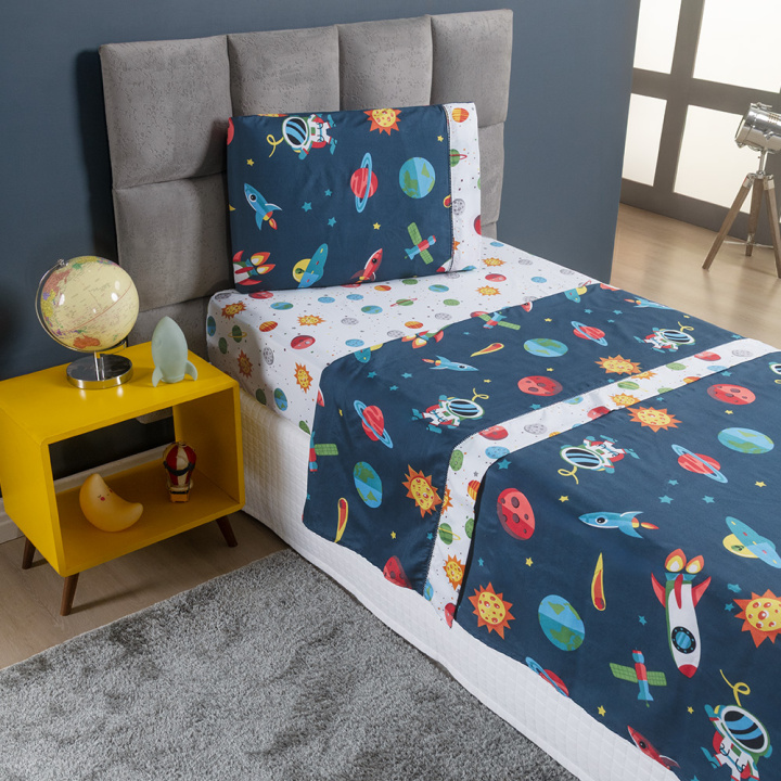 Jogo de Cama Solteiro Dupla Face 200 Fios Hipercal 03 Peças Astro