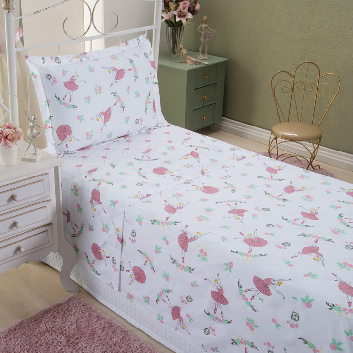 Jogo de Cama Solteiro Dupla Face 200 Fios Hipercal 03 Peças Ballet