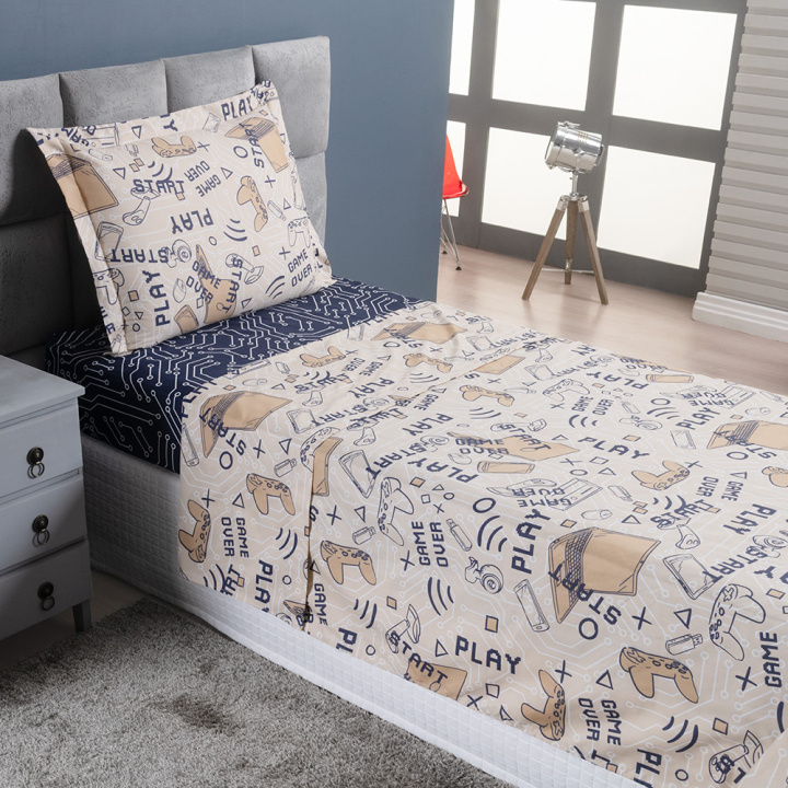 Jogo de Cama Solteiro Dupla Face 200 Fios Hipercal 03 Peças Game