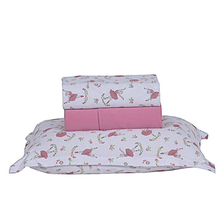 Jogo de Cama SOLTEIRO (Lençol 3 Peças) Malha Fio Penteado 30/1 100% Algodão Top Line Ballet